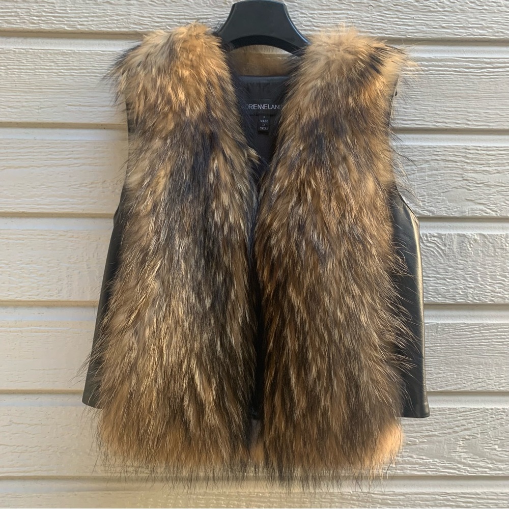 Adrienne Landau | Genuine Raccoon Fur & Leather Vest - Petite